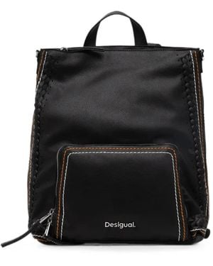 Desigual Medium Contrast-Stitch Braided-Trim Backpack - Black