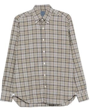 Barba Napoli Check-Pattern Button-Down Shirt - Gray