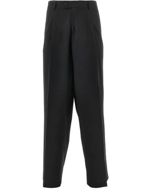 MARSĒM Pleated Straight-Leg Trousers - Black