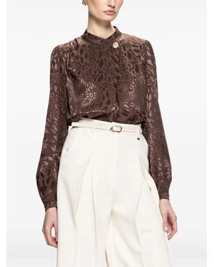 Nissa Top Con Estampado De Leopardo - Marrón