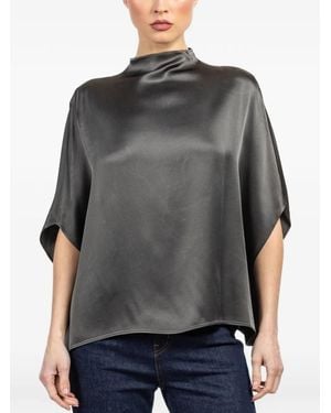 LAPOINTE Blouse En Satin Style Cape - Gris