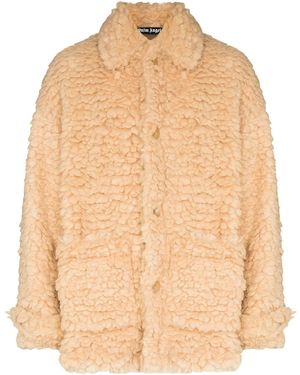 Palm Angels Faux-Shearling Single-Breasted Short Coat - Natural