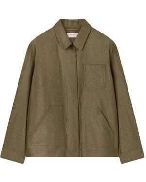 RETORI Embroidered Iridescent Overshirt - Green