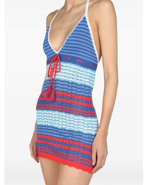 Gallo Striped Tassel-Detail Mini Dress - Blue