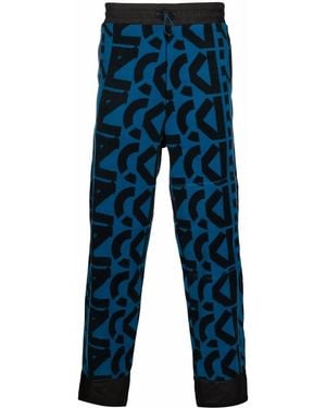 KENZO Monogram-Print Fleece Track Trousers - Blue