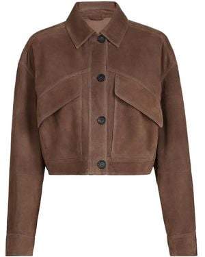 Brunello Cucinelli Suede Cropped Jacket - Brown