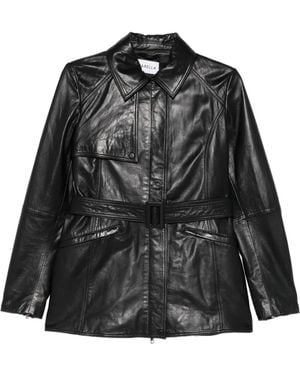 Marella Sedile Leather Coat - Black