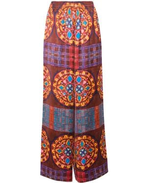 Rianna + Nina Geometric-Print Wide-Leg Trousers - Red