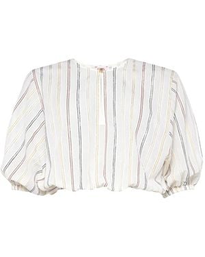 Eres Eldorado Gestreepte Blouse Met Pofmouwen - Wit