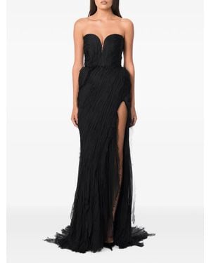 NORINA ST Zenya Plissé-Effect Strapless Maxi Dress - Black