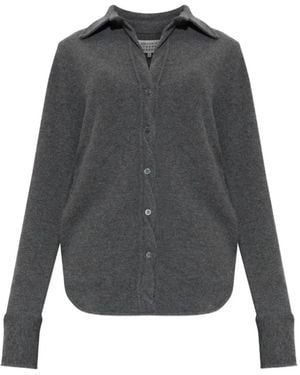 Maison Margiela Button-Up Curved-Hem Shirt - Grey