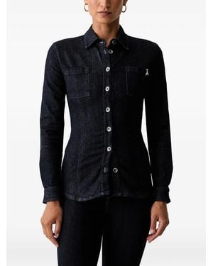 Patrizia Pepe Fly Logo-Plaque Denim Shirt - Black