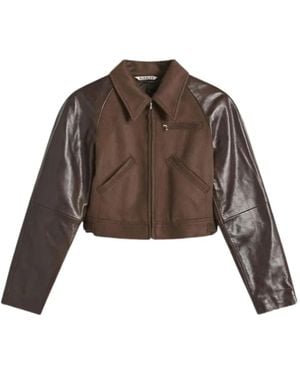 AURALEE Pointed-Colar Jacket - Brown