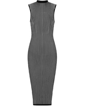 Maison Close Striped Midi Dress - Black