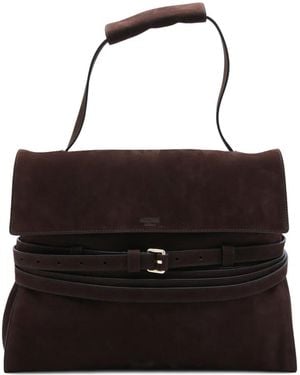 Moschino Belted Leather Tote Bag - Black