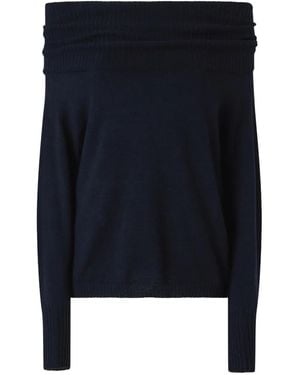 Pinko Off-Shoulder Ribbed Sweater - Blue