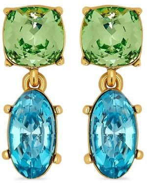 Oscar de la Renta Double-Crystal Drop Earrings - Green