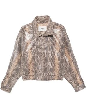DUCIE Jasmine Python-Print Leather Jacket - Natural