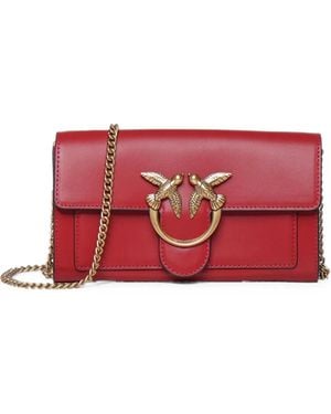 Pinko Love Bag Wallet Chain-Link Shoulder Bag - Red