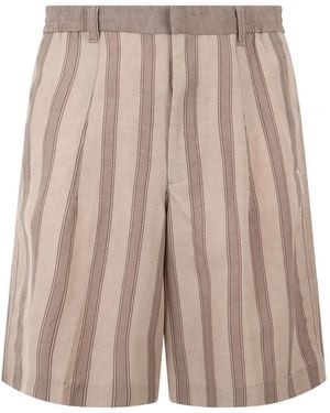 Emporio Armani Striped Drawstring Shorts - Brown