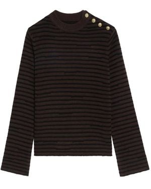 Zadig & Voltaire Striped Button-Detailed Jumper - Black