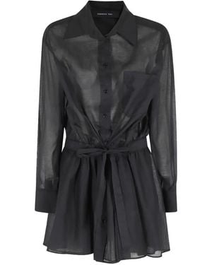 FEDERICA TOSI Drawstring-Waist Muslin Dress - Black