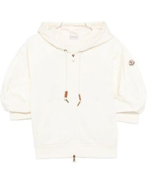Moncler Hooded Puff-Sleeve Jacket - White