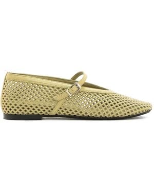 Poeve Buckle Mesh Ballet Flats - Green