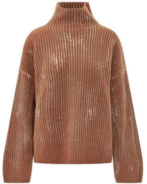 DIESEL Ribbed-Knit High-Neck Sweater - Brown
