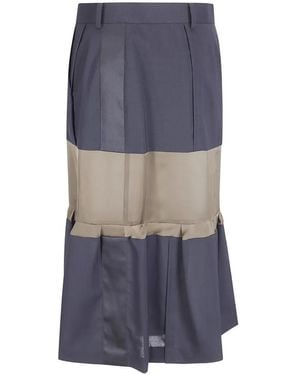 Sacai Pleated Paneled Mini Skirt - Blue