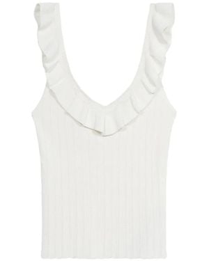 Blumarine Ruffled V-Neck Tank Top - White