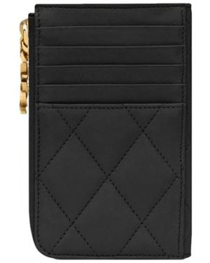 Saint Laurent Diamond-Shaped Quilted Zippered Card Holder - Black