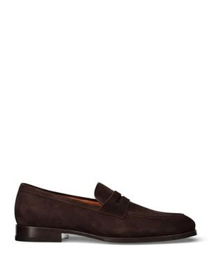 Santoni Suede Penny Loafers - White