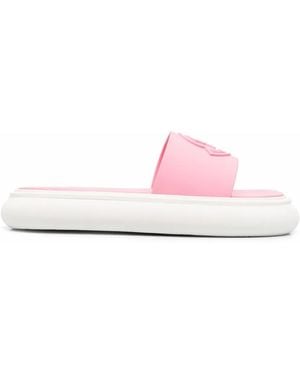 Moncler Jeanne Logo-Embossed Slides - White