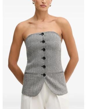 Sisley Herringbone-Pattern Strapless Top - Grey