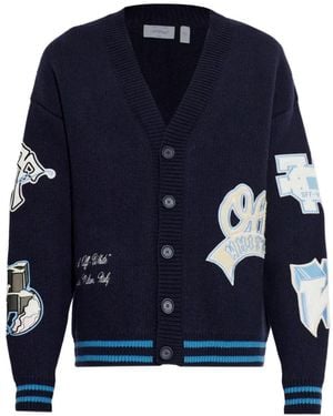 Off-White c/o Virgil Abloh Patch-Detail Knitted Cardigan - Blue