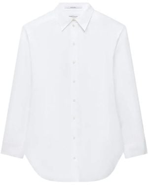 Another Tomorrow Pleat-Back Poplin Shirt - White