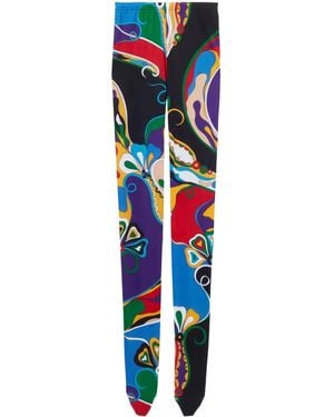 Emilio Pucci Orchidee-Print Tights - Blue