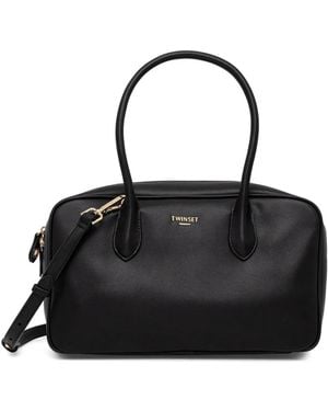 Twinset Logo-Lettering Cross Body Bag - Black