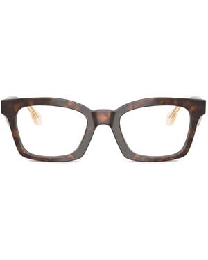 Giorgio Armani Tortoiseshell-Effect Rectangle-Frame Glasses - Brown