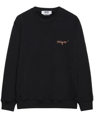 MSGM Felpa Con Ricamo - Nero