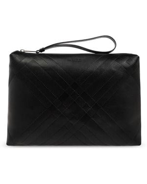 Burberry Clutch mit Check-Prägung - Schwarz
