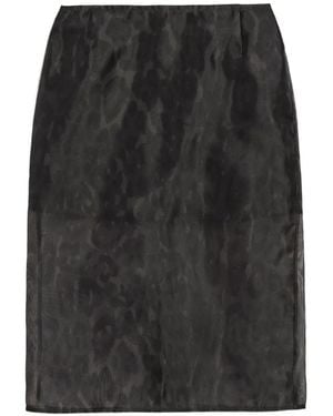 Apparis Tyra Leopard Midi Skirt - Black