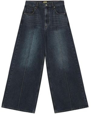 Mini Cream Weite Jeans Mit Stickerei Im Five-Pocket-Design - Blau