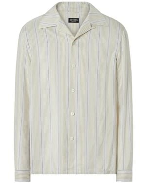 ZEGNA Striped Silk Shirt - White