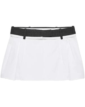 Prada Popeline En Gestikte Mini-Rok - Wit