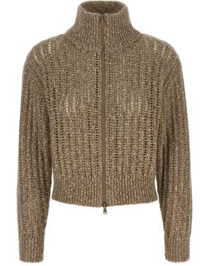Brunello Cucinelli High-neck cardigan - Braun