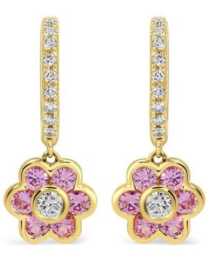 Anita Ko Pendientes Flora Con Diamantes Y Zafiro Rosa - Blanco