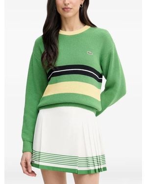 Lacoste Striped Logo-Patch Sweater - Green
