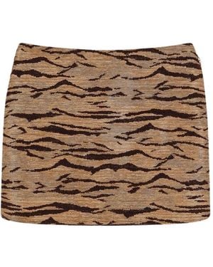Elisabetta Franchi Tiger Print Short Skirt - Metallic